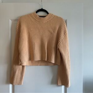H&M Women's Ribbed Crew Neck Orange Cropped Sweater